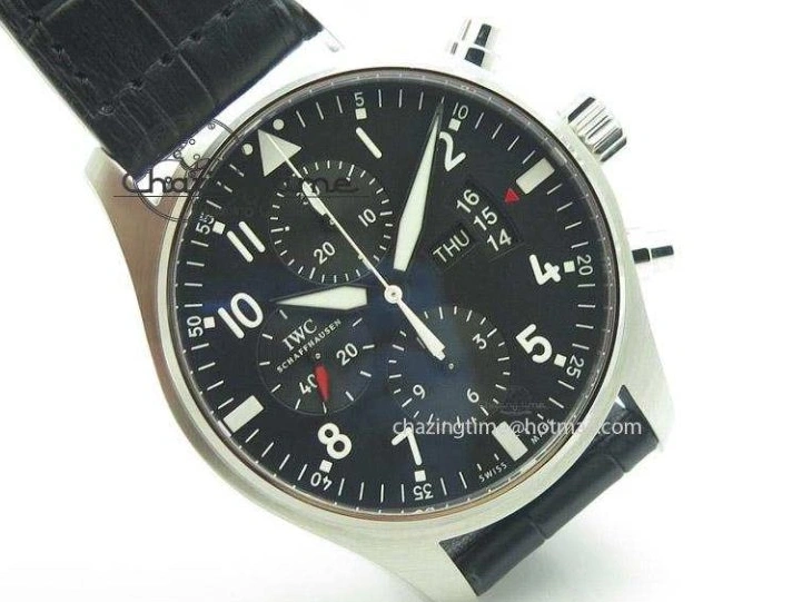 MIROTIME 0213 Soft Pilot Chrono 3777 43mm ZF 1:1 Best Edition Black Dial On Black Leather Strap A 7360